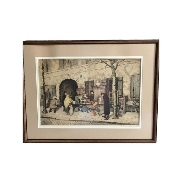 Vintage Adrien Lemaître Signed Etching Framed Art